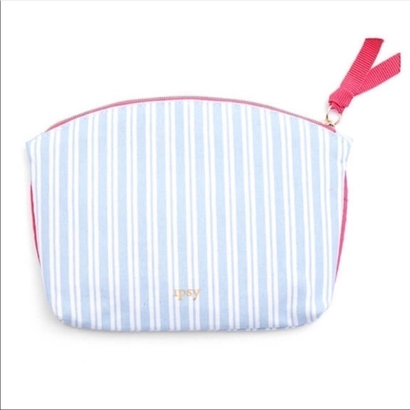 Ipsy Makeup Bag - Blue/White Stripe - Picture 1 of 6